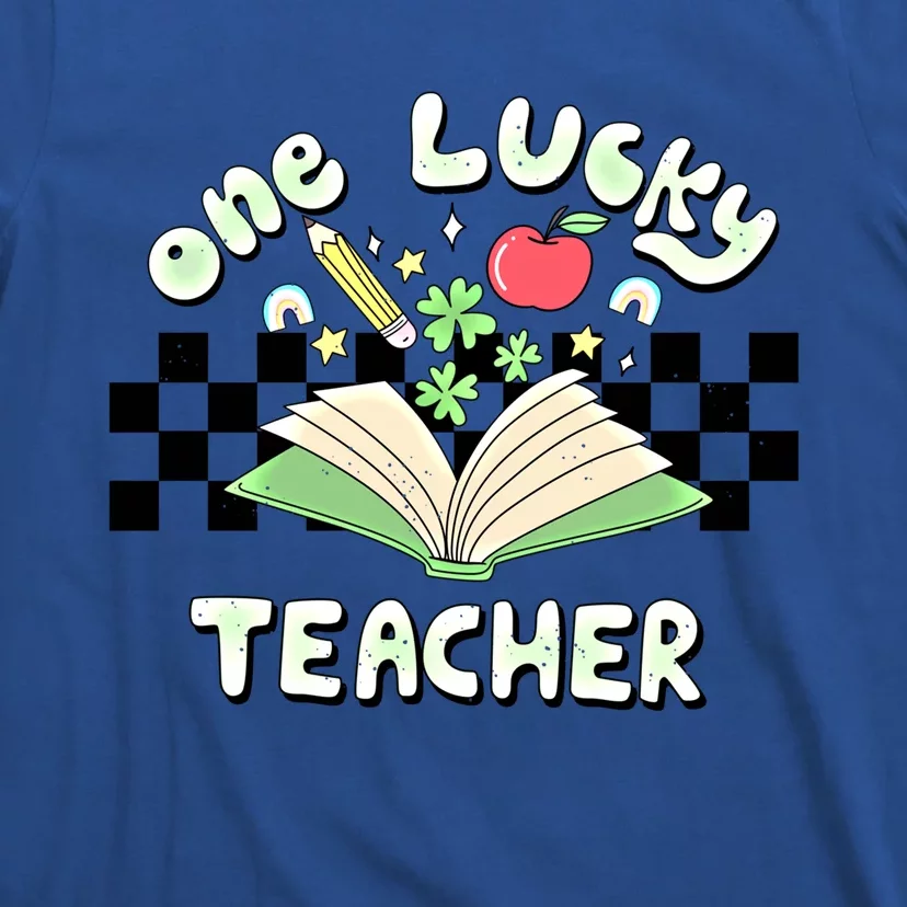 One Lucky Teacher Groovy Retro Saint Patricks Day Teacher Gift T-Shirt