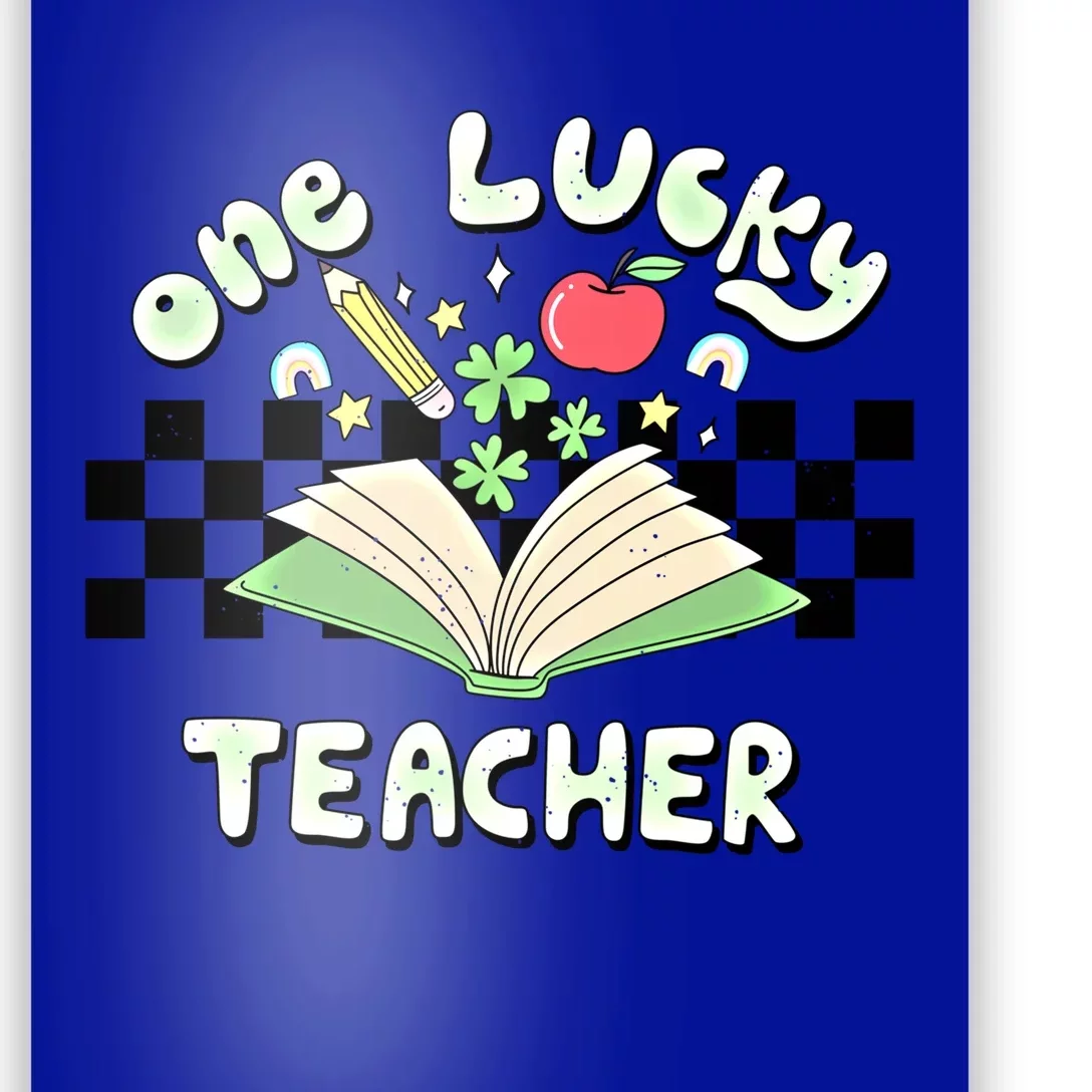 One Lucky Teacher Groovy Retro Saint Patricks Day Teacher Gift Poster