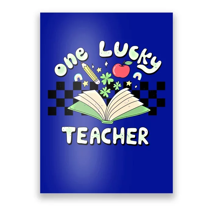 One Lucky Teacher Groovy Retro Saint Patricks Day Teacher Gift Poster