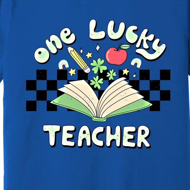 One Lucky Teacher Groovy Retro Saint Patricks Day Teacher Gift Premium T-Shirt