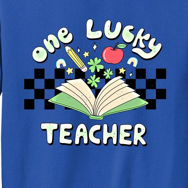 One Lucky Teacher Groovy Retro Saint Patricks Day Teacher Gift Tall Sweatshirt