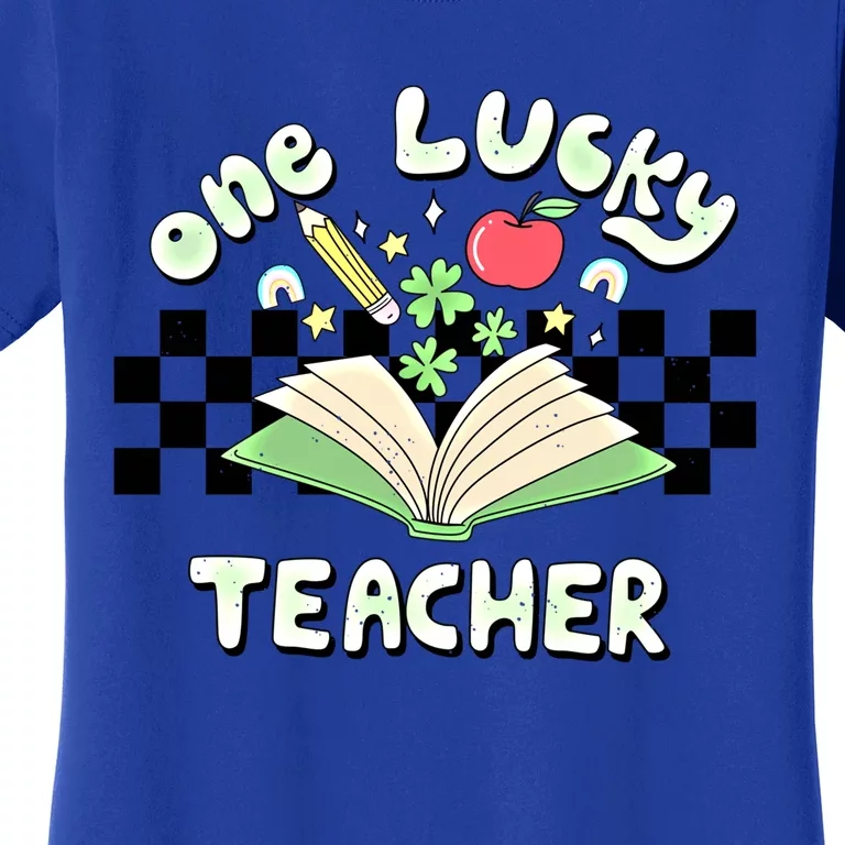 One Lucky Teacher Groovy Retro Saint Patricks Day Teacher Gift Women's T-Shirt