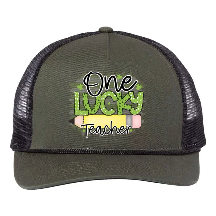 One Lucky Teacher Main File Retro Rope Trucker Hat Cap