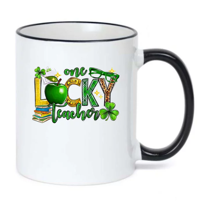 One Lucky Teacher Happy St Patrick's Day Shamrock Leopard Gift Black Color Changing Mug