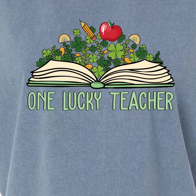 One Lucky Teacher Shamrock Book St Patricks Day Teacher Gift Garment-Dyed Women's Muscle Tee