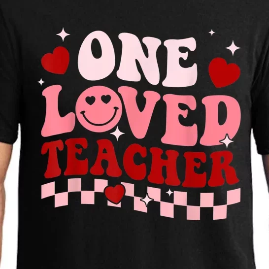 One Loved Teacher Groovy Retro Happy Valentines Day Boy Girl Pajama Set