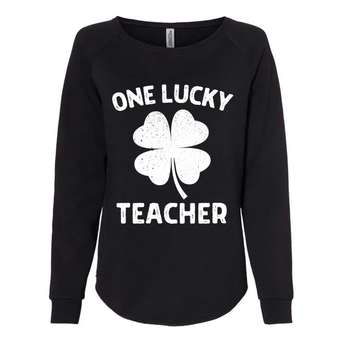 One Lucky Teacher St Patricks Day Green Shamrock Leaf Womens California Wash Sweatshirt