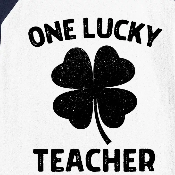 One Lucky Teacher St Patricks Day Green Shamrock Leaf Baseball Sleeve Shirt