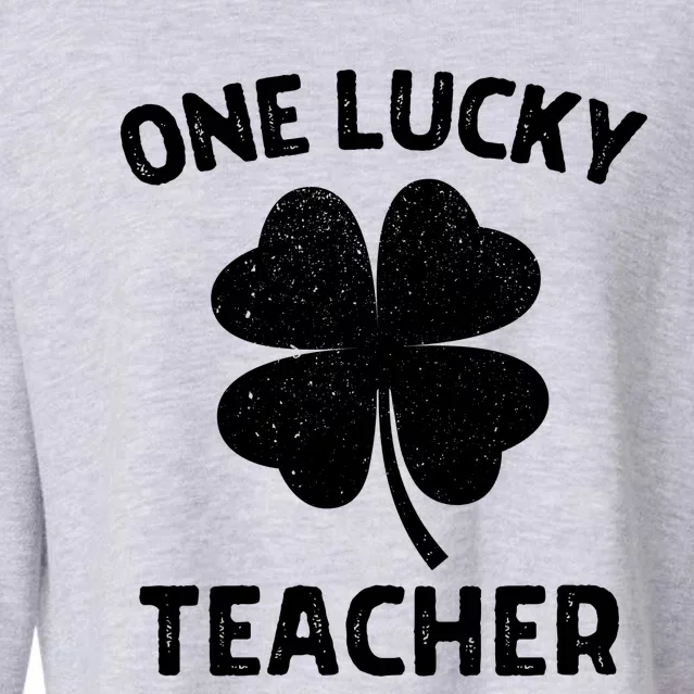 One Lucky Teacher St Patricks Day Green Shamrock Leaf Cropped Pullover Crew