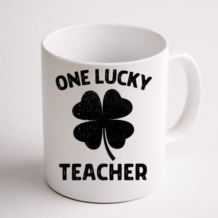 One Lucky Teacher St Patricks Day Green Shamrock Leaf Front & Back Coffee Mug