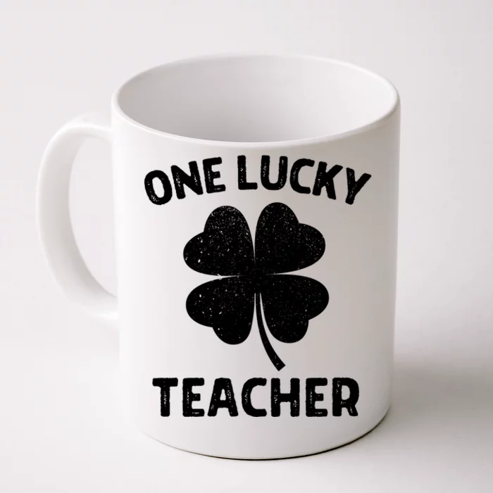 One Lucky Teacher St Patricks Day Green Shamrock Leaf Front & Back Coffee Mug