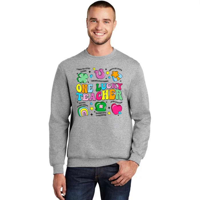 One Lucky Teacher Retro Teacher St Patricks Day Teaching Tall Sweatshirt