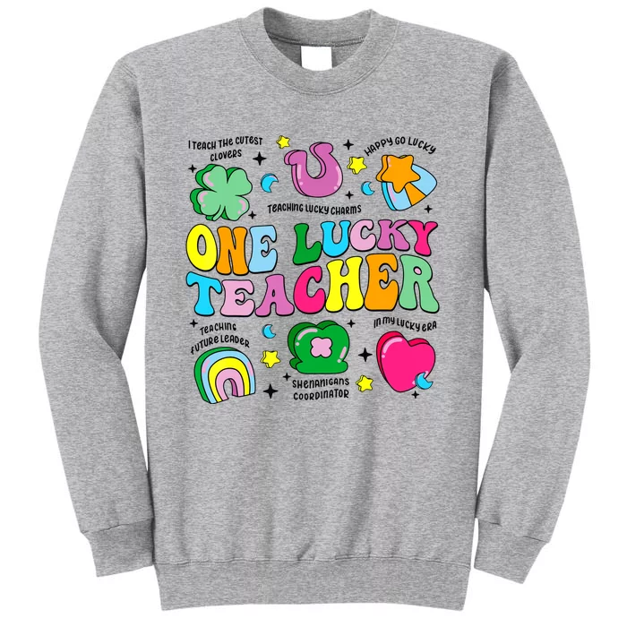 One Lucky Teacher Retro Teacher St Patricks Day Teaching Tall Sweatshirt