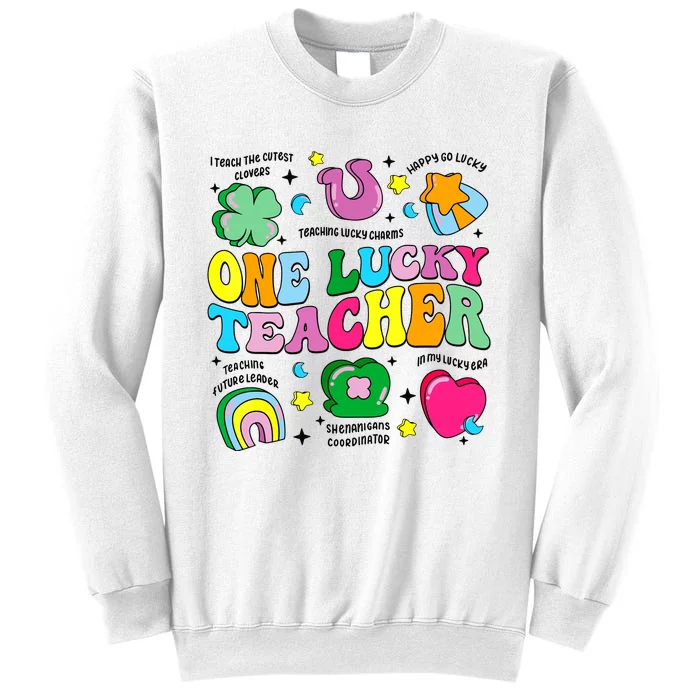 One Lucky Teacher Retro Teacher St Patricks Day Teaching Sweatshirt