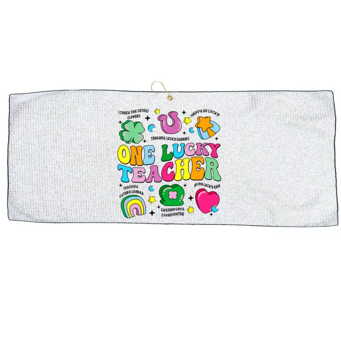 One Lucky Teacher Retro Teacher St Patricks Day Teaching Large Microfiber Waffle Golf Towel