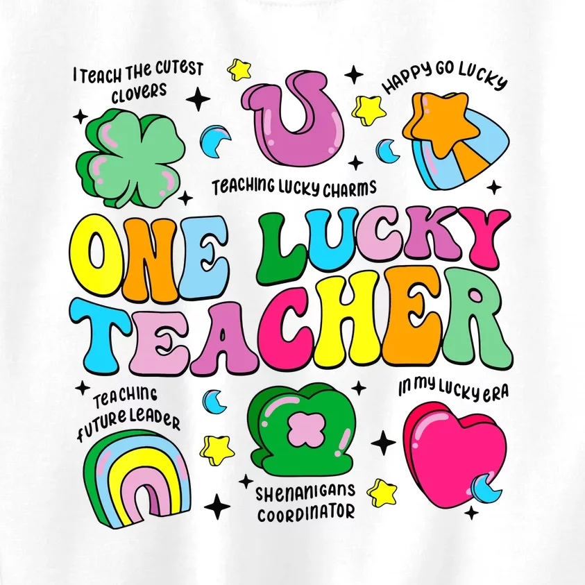 One Lucky Teacher Retro Teacher St Patricks Day Teaching Kids Sweatshirt