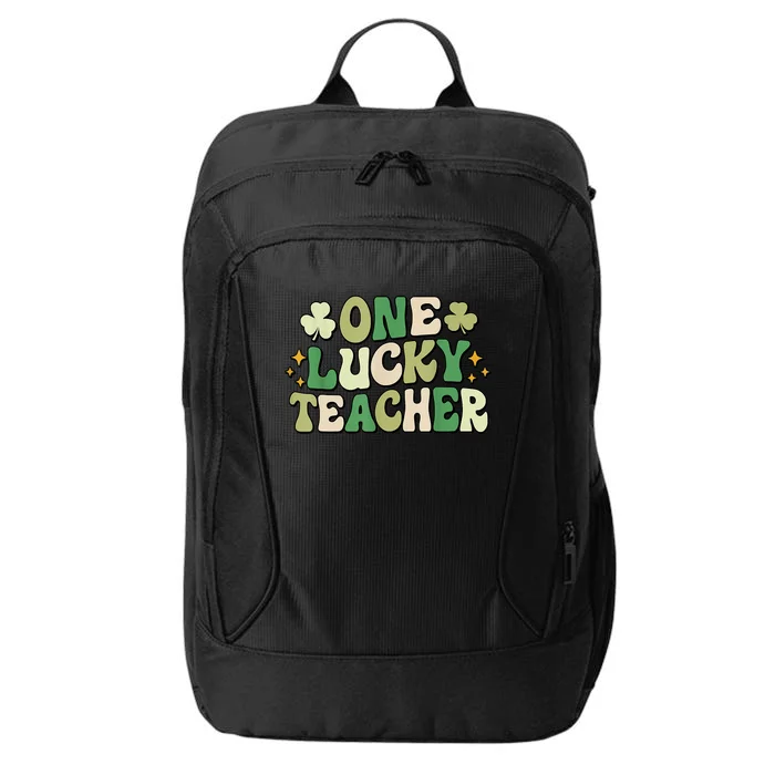 One Lucky Teacher Groovy Retro Teacher St Patrick's Day City Backpack