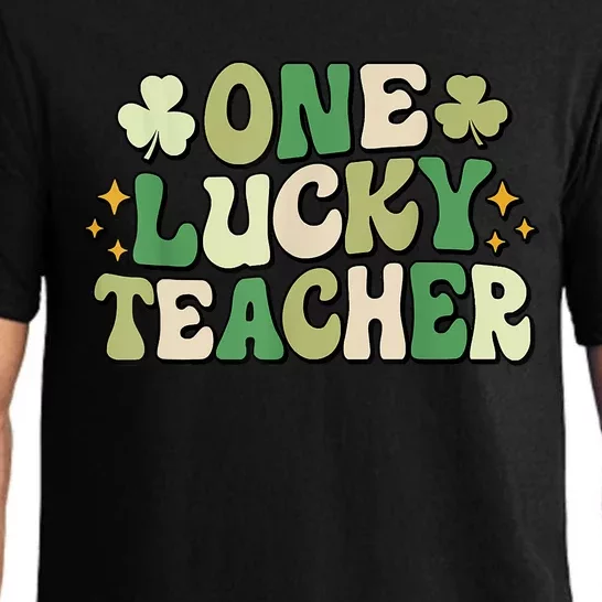 One Lucky Teacher Groovy Retro Teacher St Patrick's Day Pajama Set