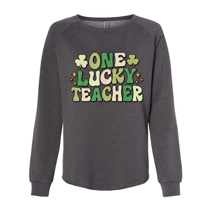 One Lucky Teacher Groovy Retro Teacher St Patrick's Day Womens California Wash Sweatshirt