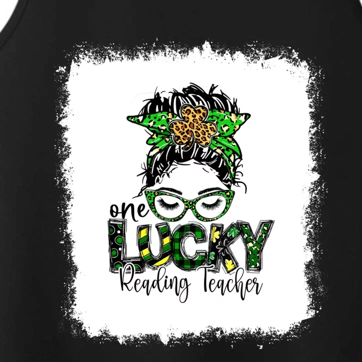 One Lucky Teacher One Lucky Reading Teacher St Patrick's Gift Performance Tank