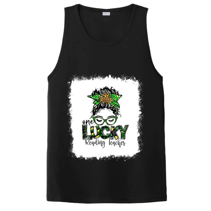 One Lucky Teacher One Lucky Reading Teacher St Patrick's Gift Performance Tank