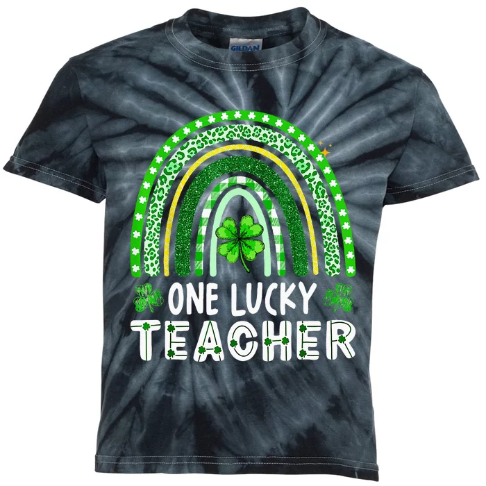 One Lucky Teacher Rainbow St Patrick’S Day Kids Tie-Dye T-Shirt