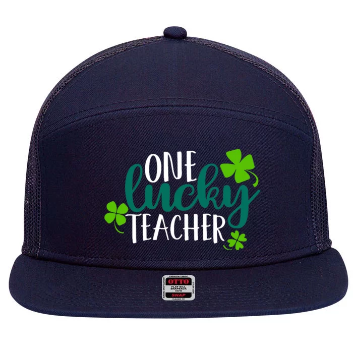 One Lucky Teacher St Patrick's Day 7 Panel Mesh Trucker Snapback Hat