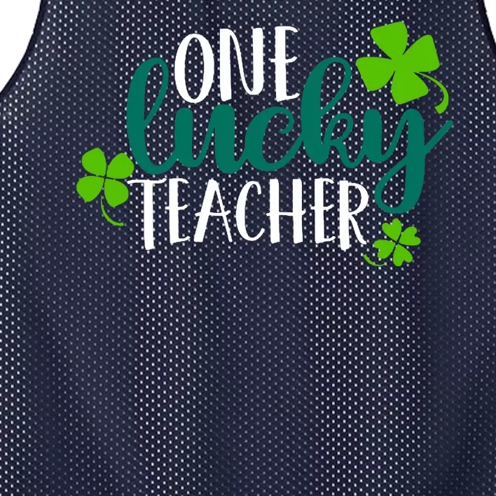 One Lucky Teacher St Patrick's Day Mesh Reversible Basketball Jersey Tank