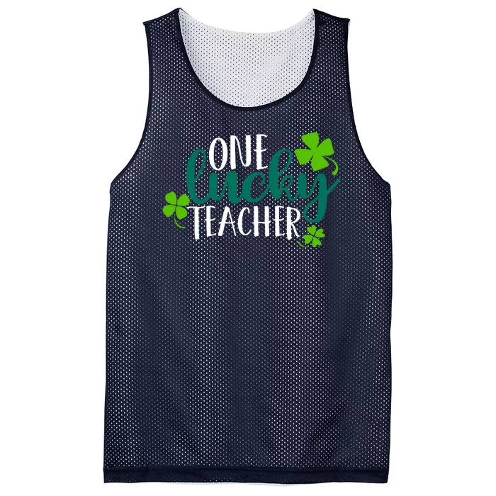 One Lucky Teacher St Patrick's Day Mesh Reversible Basketball Jersey Tank