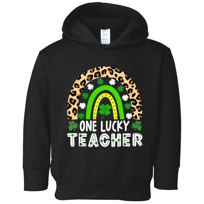 One Lucky Teacher Leoaprd Rainbow St Patrick’s Day Toddler Hoodie