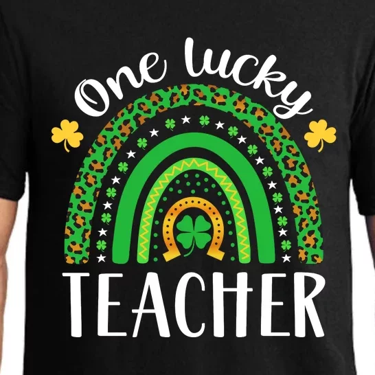 One Lucky Teacher St Patricks Day Teacher Rainbow Graphic Plus Size Pajama Set