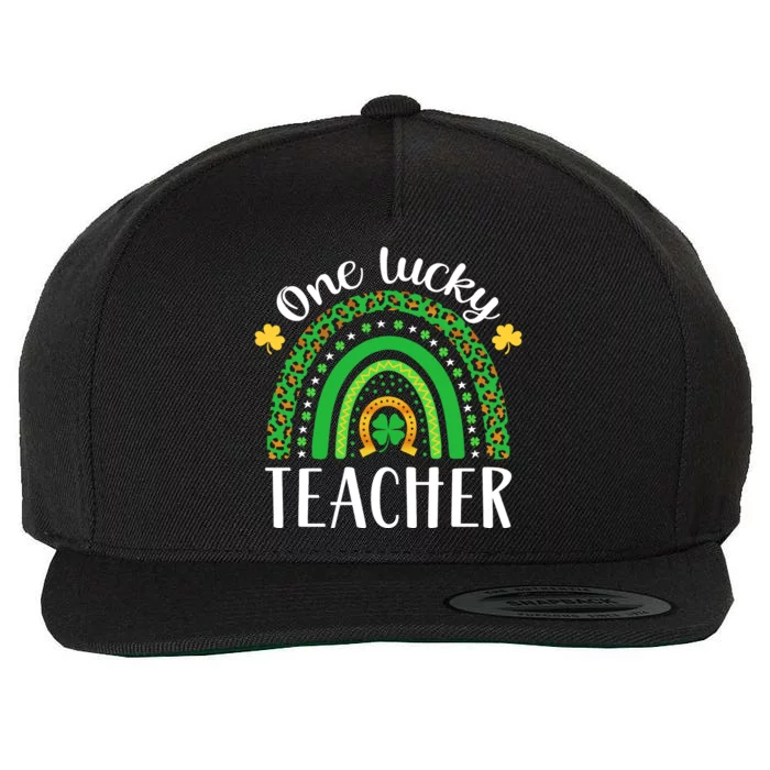 One Lucky Teacher St Patricks Day Teacher Rainbow Graphic Plus Size Wool Snapback Cap