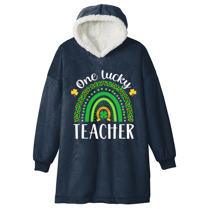 One Lucky Teacher St Patricks Day Teacher Rainbow Graphic Plus Size Hooded Wearable Blanket