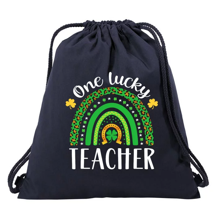 One Lucky Teacher St Patricks Day Teacher Rainbow Graphic Plus Size Drawstring Bag