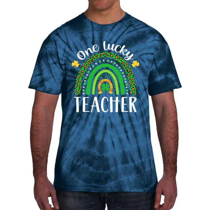 One Lucky Teacher St Patricks Day Teacher Rainbow Graphic Plus Size Tie-Dye T-Shirt