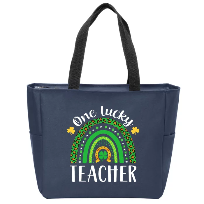 One Lucky Teacher St Patricks Day Teacher Rainbow Graphic Plus Size Zip Tote Bag