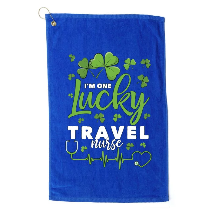 One Lucky Travel Nurse Shamrock Stethoscope St Paddy's Day Gift Platinum Collection Golf Towel