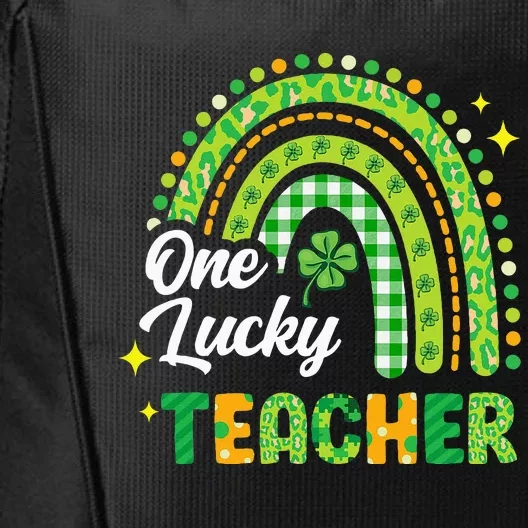 One Lucky Teacher St Patricks Day Rainbow Shamrock City Backpack