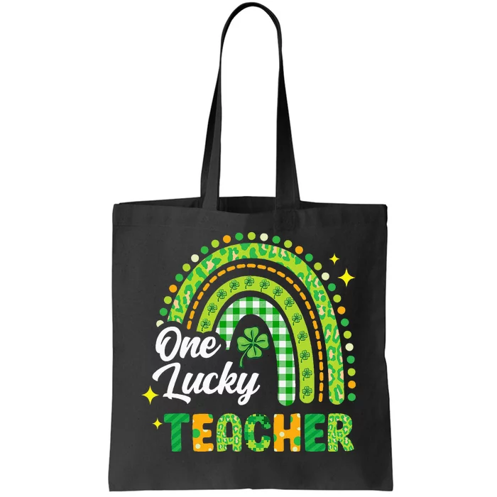 One Lucky Teacher St Patricks Day Rainbow Shamrock Tote Bag