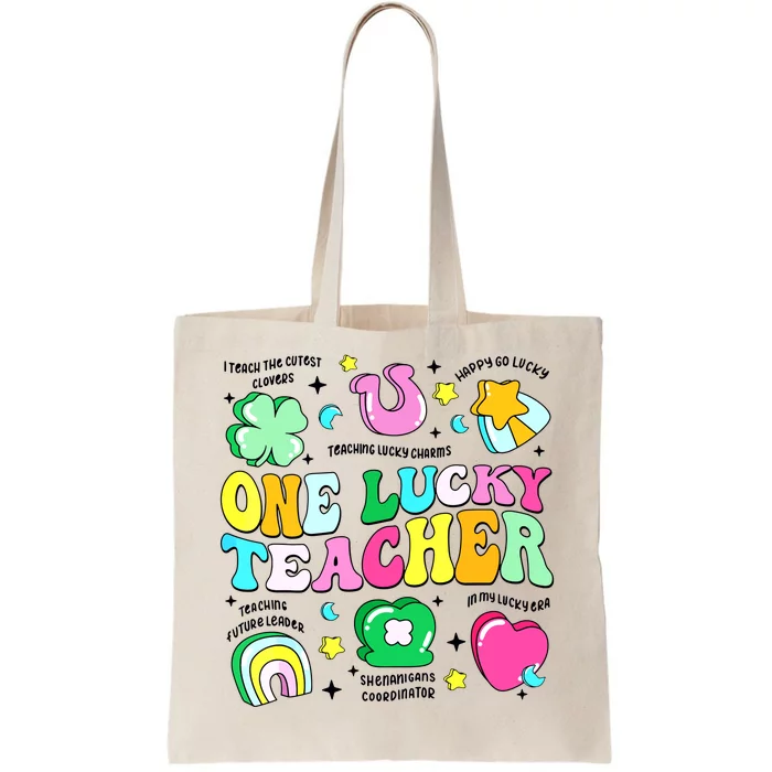 One Lucky Teacher Retro Teacher St Patricks Day Teaching Tote Bag