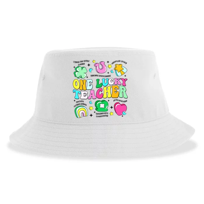 One Lucky Teacher Retro Teacher St Patricks Day Teaching Sustainable Bucket Hat