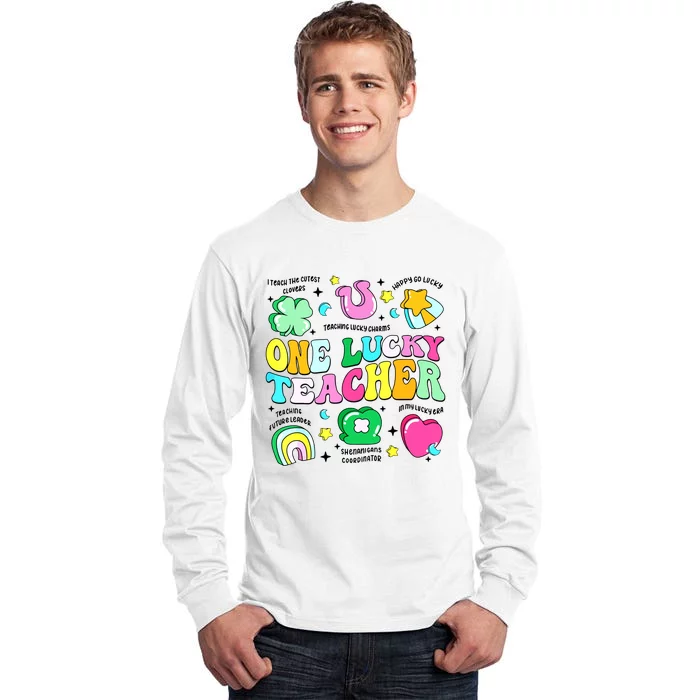 One Lucky Teacher Retro Teacher St Patricks Day Teaching Tall Long Sleeve T-Shirt