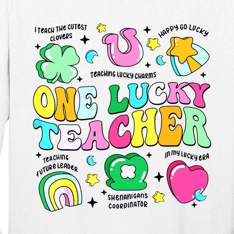 One Lucky Teacher Retro Teacher St Patricks Day Teaching Tall Long Sleeve T-Shirt