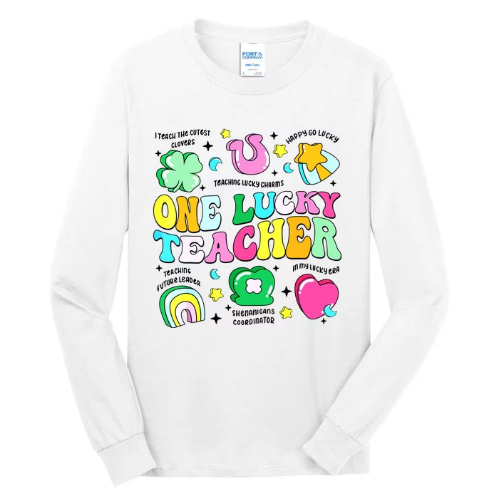 One Lucky Teacher Retro Teacher St Patricks Day Teaching Tall Long Sleeve T-Shirt