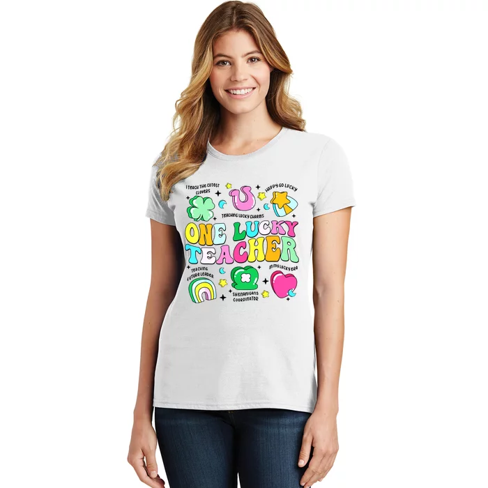 One Lucky Teacher Retro Teacher St Patricks Day Teaching Women's T-Shirt