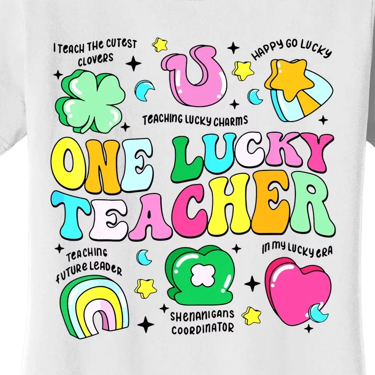 One Lucky Teacher Retro Teacher St Patricks Day Teaching Women's T-Shirt