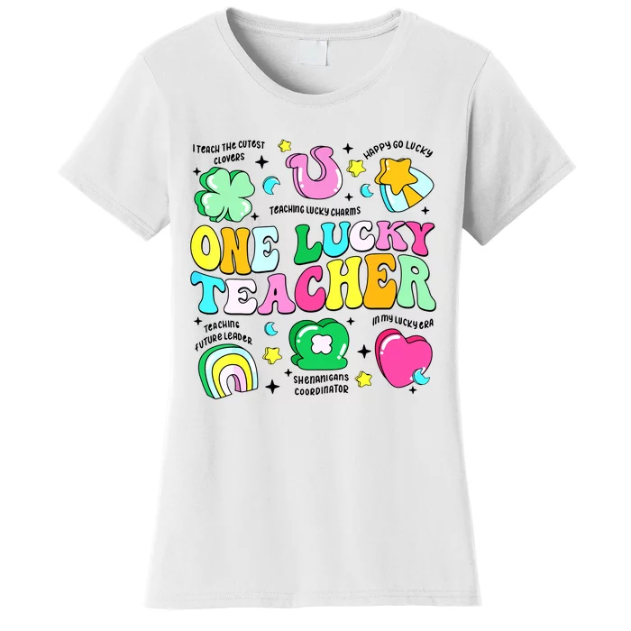 One Lucky Teacher Retro Teacher St Patricks Day Teaching Women's T-Shirt