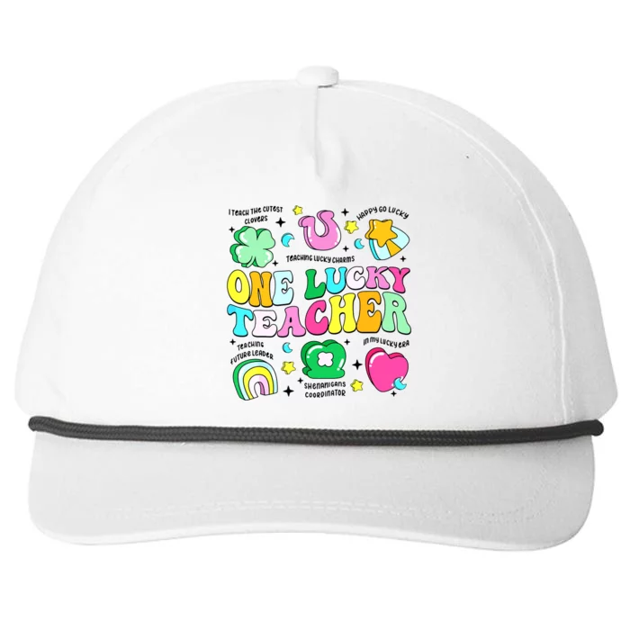 One Lucky Teacher Retro Teacher St Patricks Day Teaching Snapback Five-Panel Rope Hat