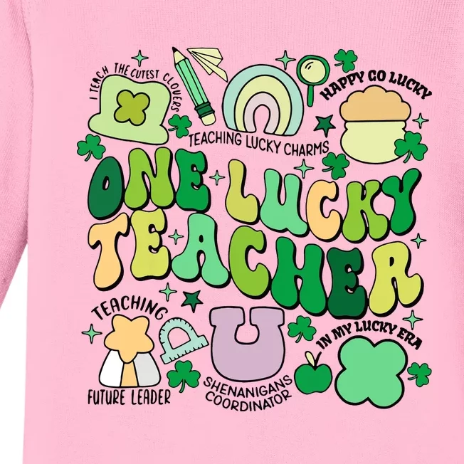 One Lucky Teacher St Patricks Day Irish Teacher Lucky Era Baby Long Sleeve Bodysuit