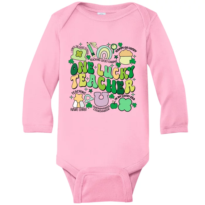 One Lucky Teacher St Patricks Day Irish Teacher Lucky Era Baby Long Sleeve Bodysuit